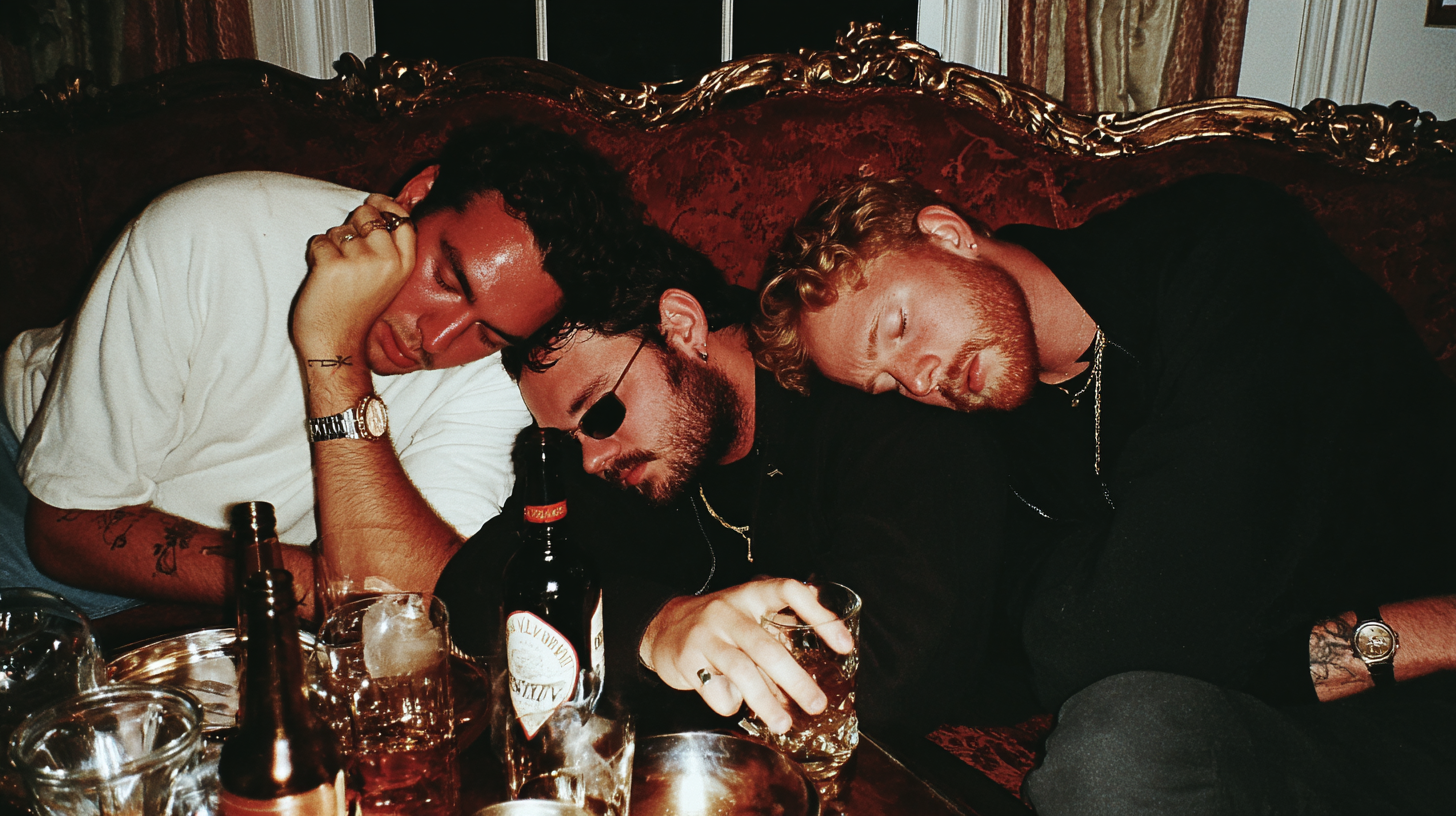 hommes en gueule de bois